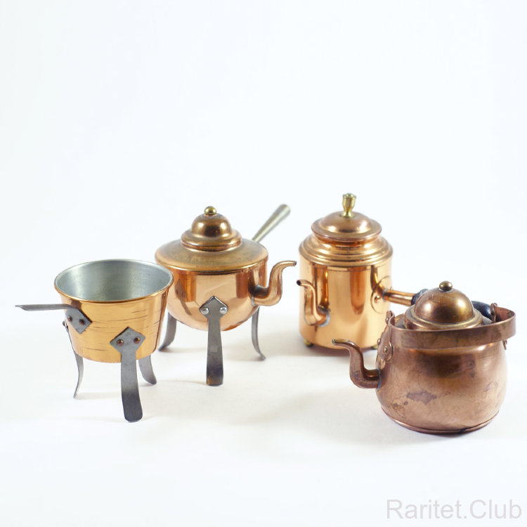 Медная миниатюрная посудка 4 предмета