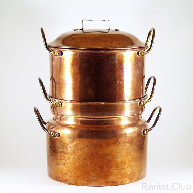 Комплект кастрюль для водяной бани и приготовления на пару.