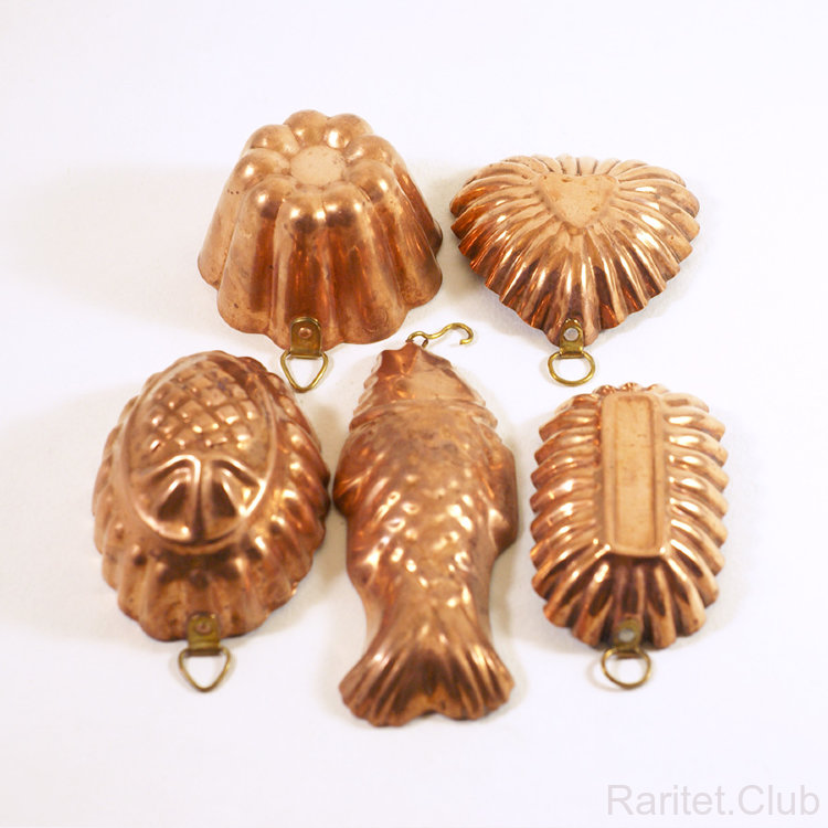 Медные формочки для кексов и печенья с подвесом 5 штук