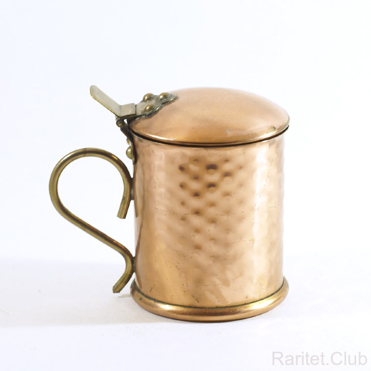 Медная кружка с откидной крышкой