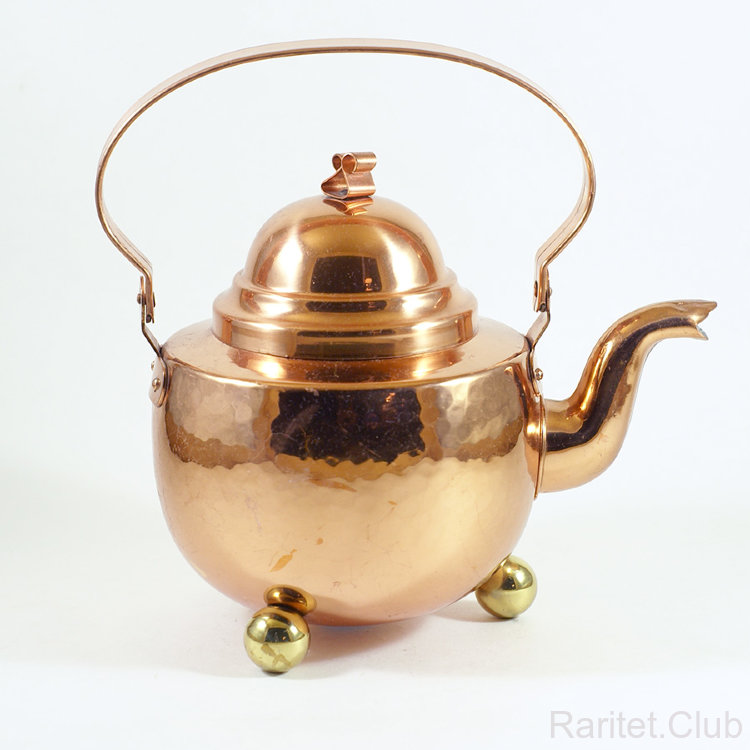Чайник медный чеканка, ножки-шарики 1 л